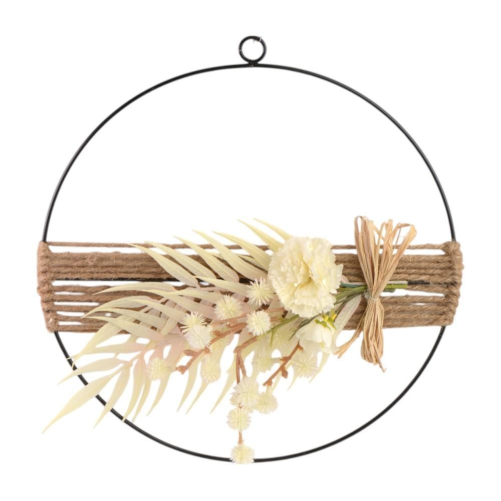 DECOR METAL NERO TONDO CON FIORI SECCHI D30